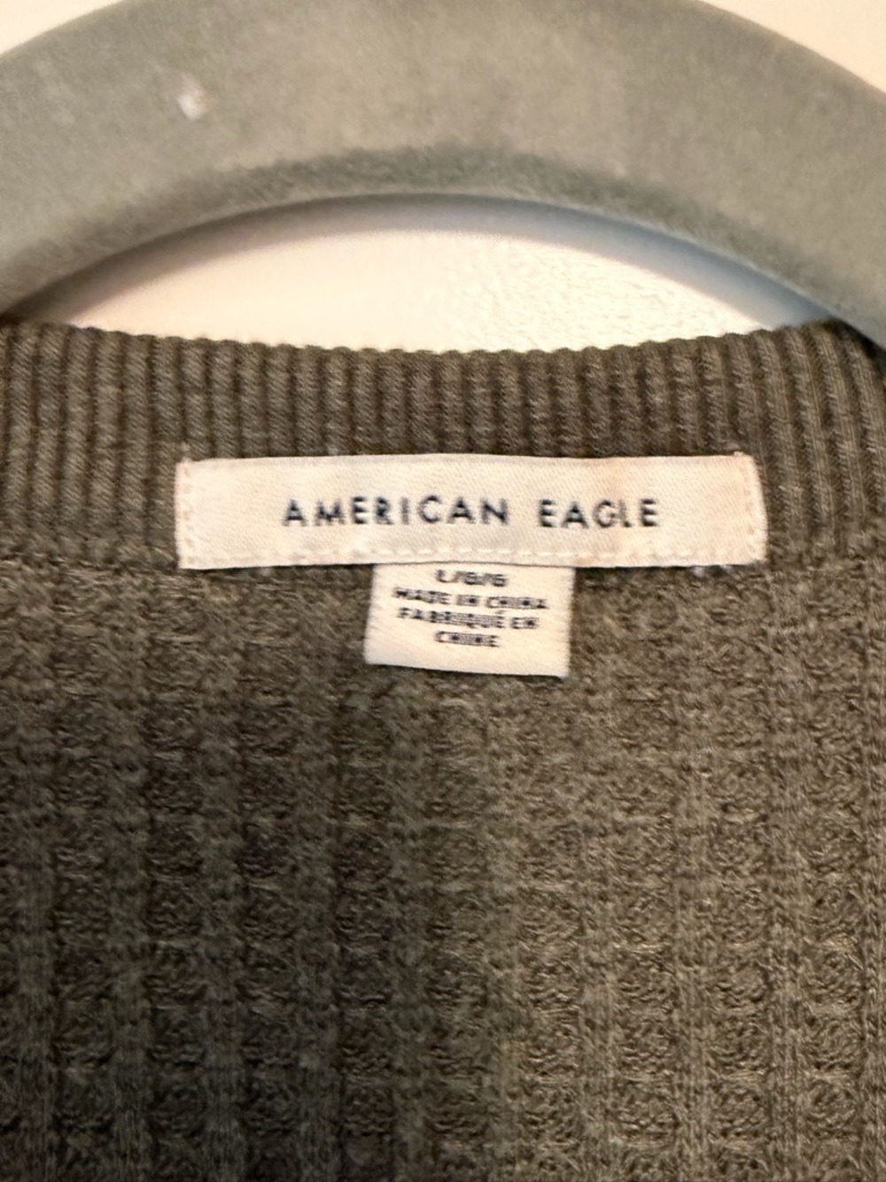 American Eagle Olive Green Waffle Knit Button Down Mini Dress - L - Picture 2 of 3